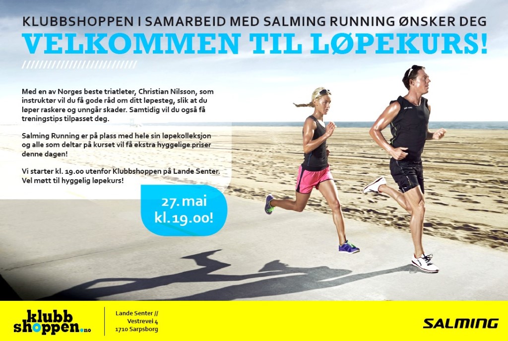 Klubbshoppen inviterer til løpekurs 27.mai