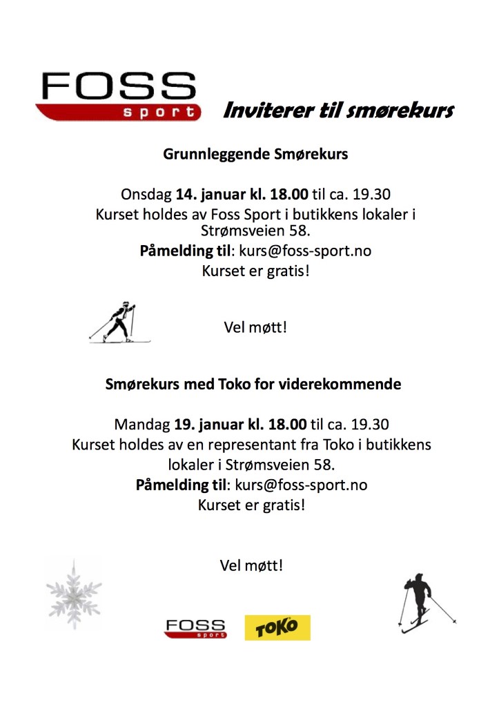 Smørekurs Foss Sport 14/1 kl.1800