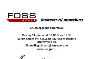 Smørekurs Foss Sport 14/1 kl.1800