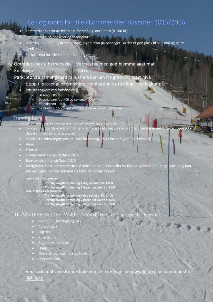 Lek og moro for alle i Lommedalen skisenter 2015