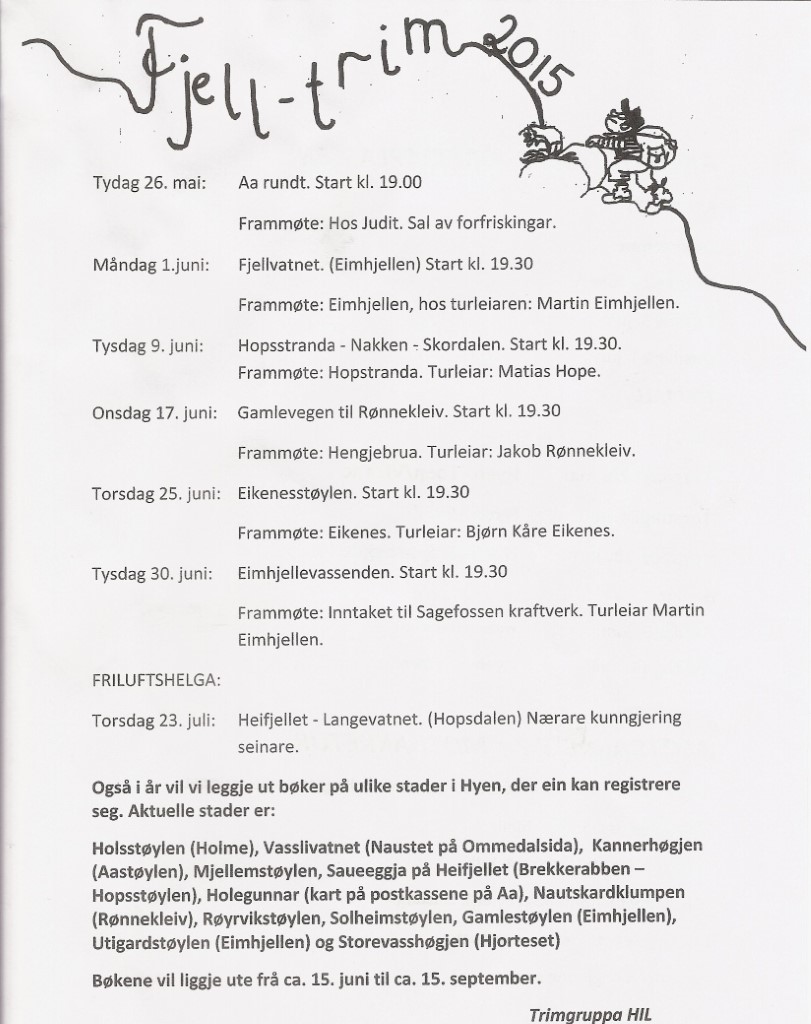 Aktivitetar i Hyen IL utover sommaren.