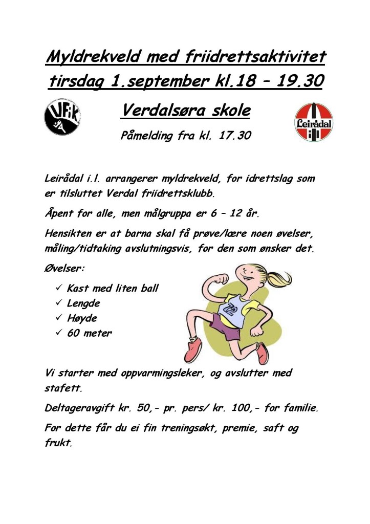 Myldrekveld med friidrettsaktivitet, Tirsdag 1. September