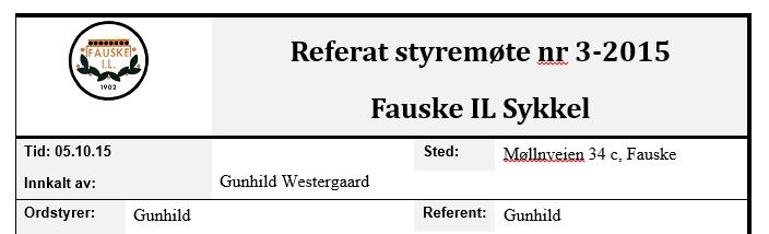 Styremøtereferat 3/2015