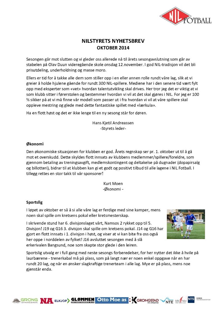 NYHETSBREV OKTOBER 2014